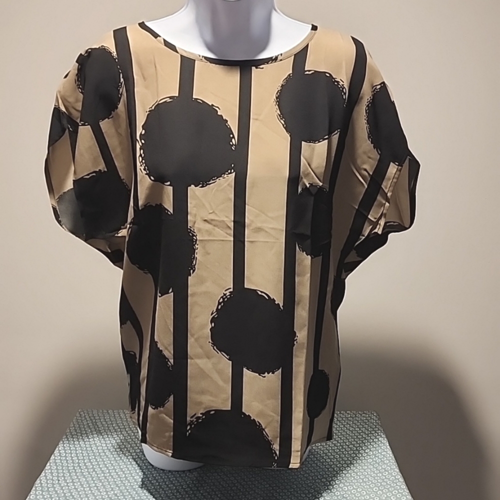 Tan and black blouse